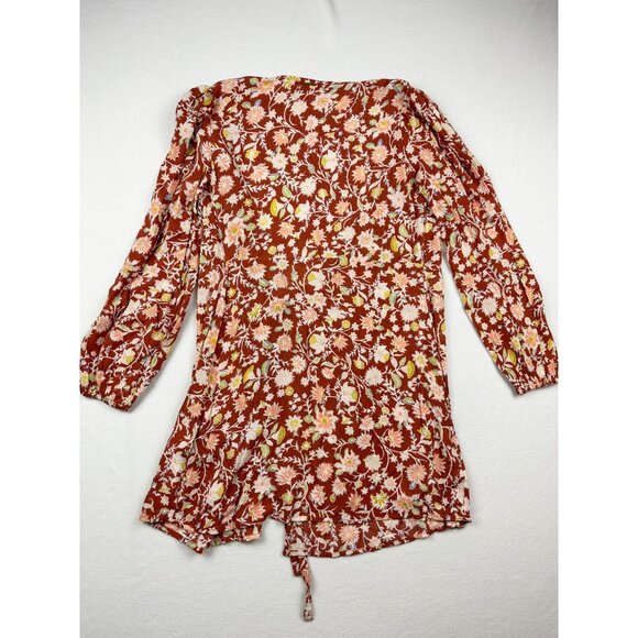 BILLABONG Womens Boho Kimono Silky Light Tie Floral Coverup Top Size S Red NWOT - Picture 5 of 12